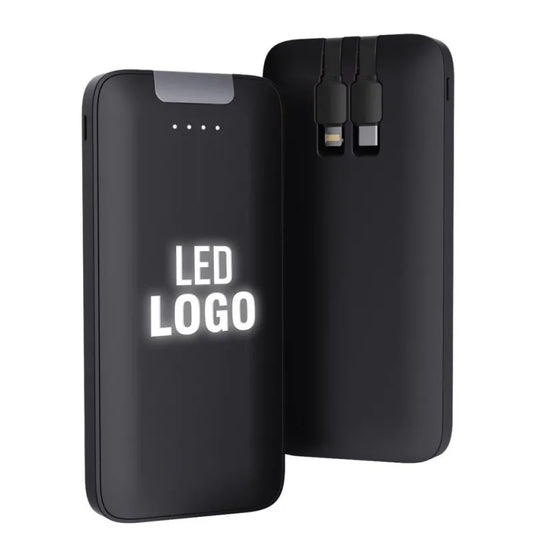 Işıklı Logo Dahili Kablolu Powerbank 10000 mAh