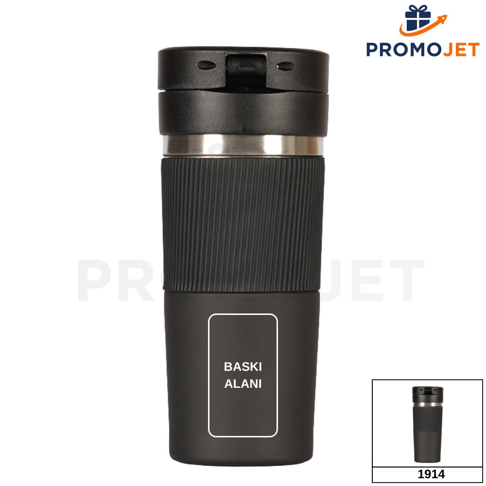 Siyah Mat 400 ml Paslanmaz Çelik Termos Mug