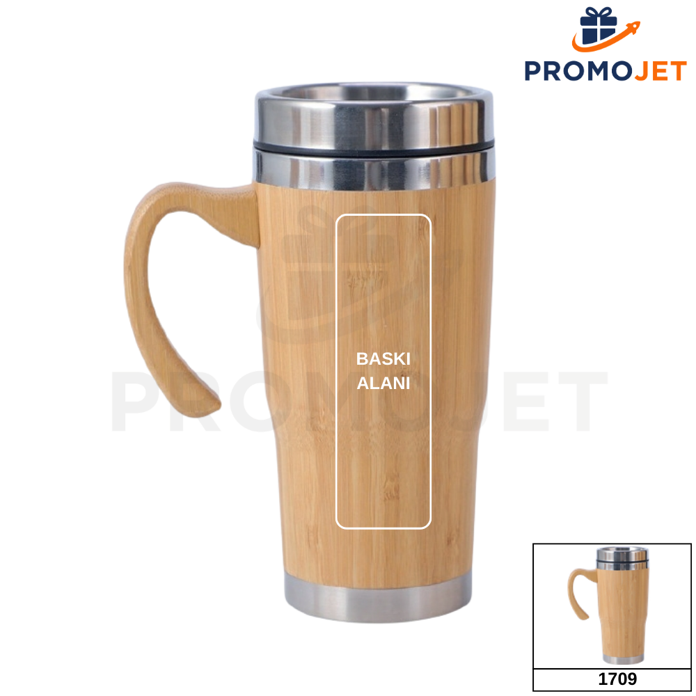 450 ml Doğal Bambu Gövdeli Tasarım Termos Bardak