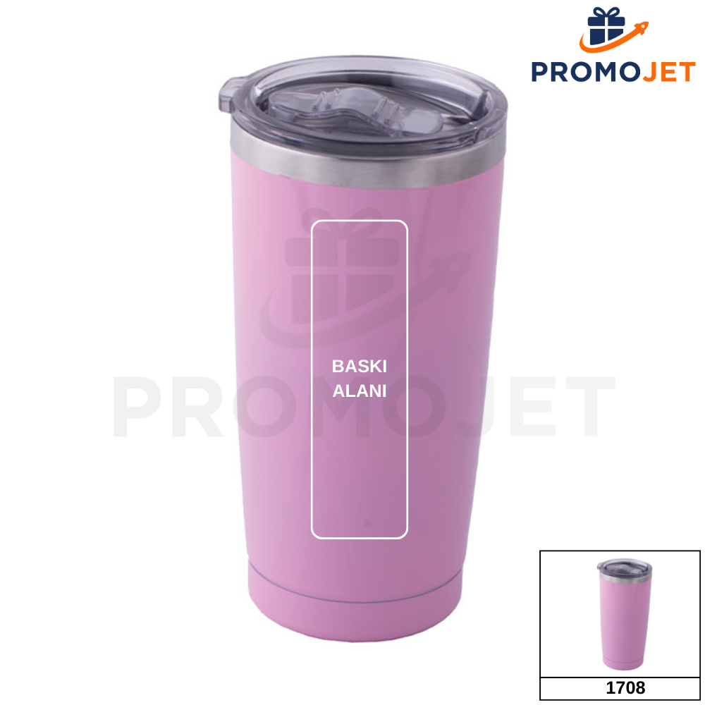 500 ml Şeffaf Kapaklı ve Kaymaz Tabanlı Paslanmaz Çelik Termos