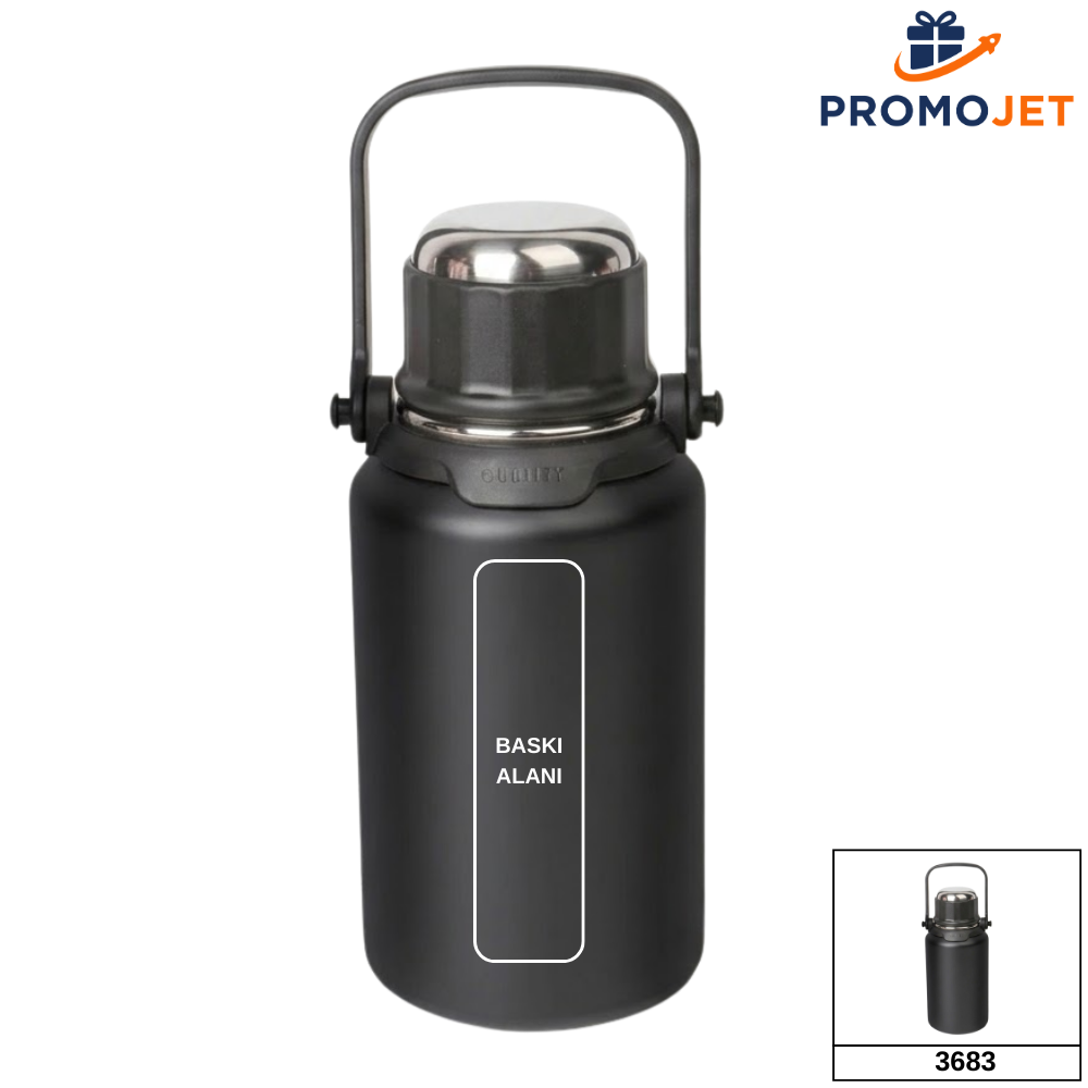 900 ml Kilitli Kapaklı Geniş Gövdeli Çelik Termos