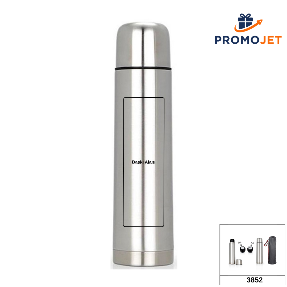 Bardak Kapaklı ve Bas-Aç Tıpalı Paslanmaz Çelik Termos (750 ml)