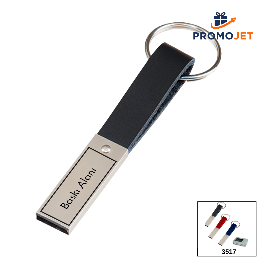 Deri Askılı ve Mat Krom VIP Metal Anahtarlık USB Bellek