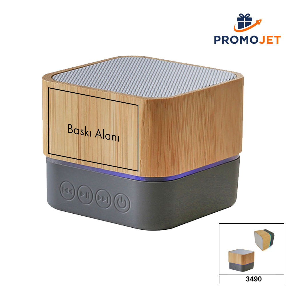 Premium Akustik Bambu Gövdeli ve Işıklı Bluetooth Hoparlör