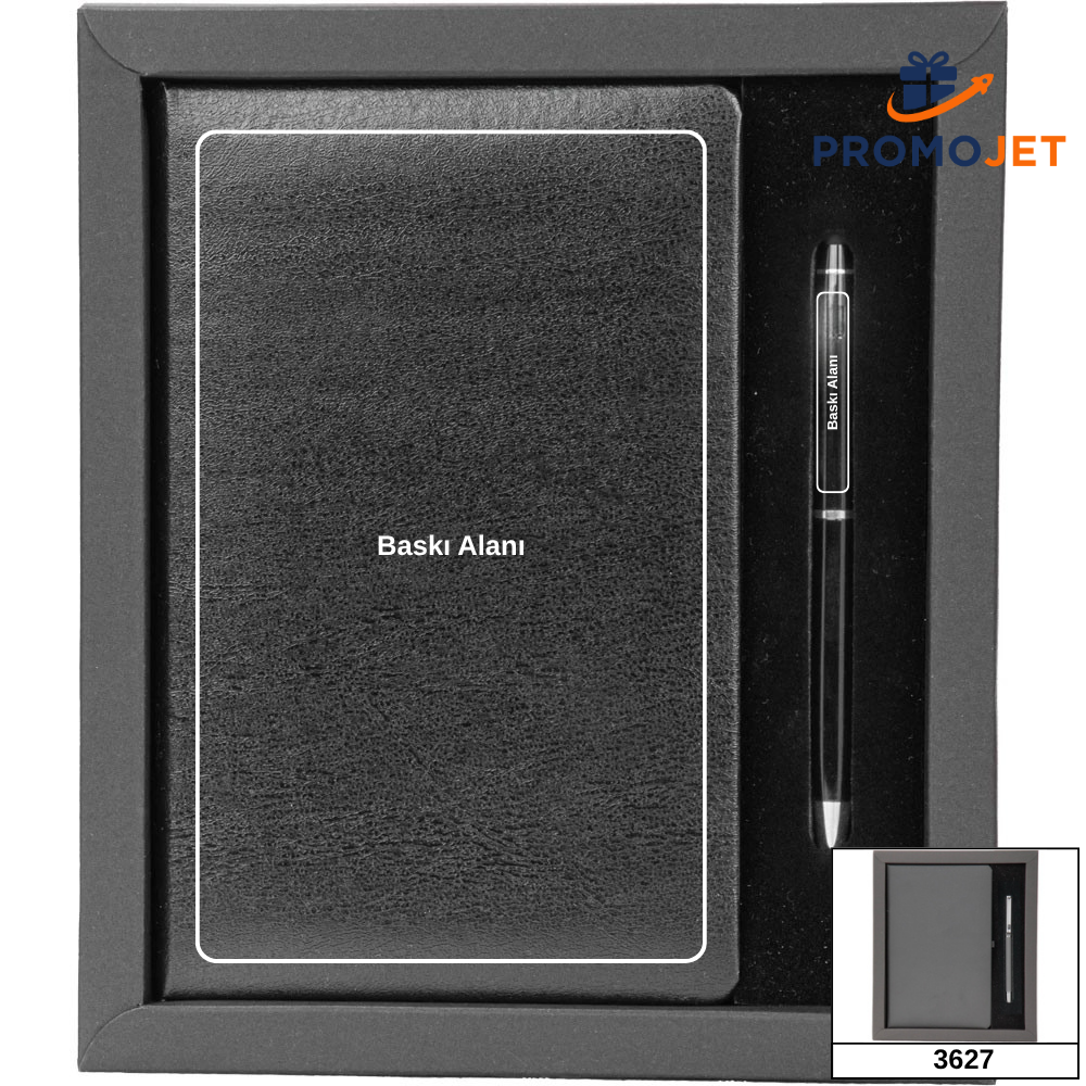 Karton Çerçeveli İnce Formlu Premium Defter ve Kalem Seti