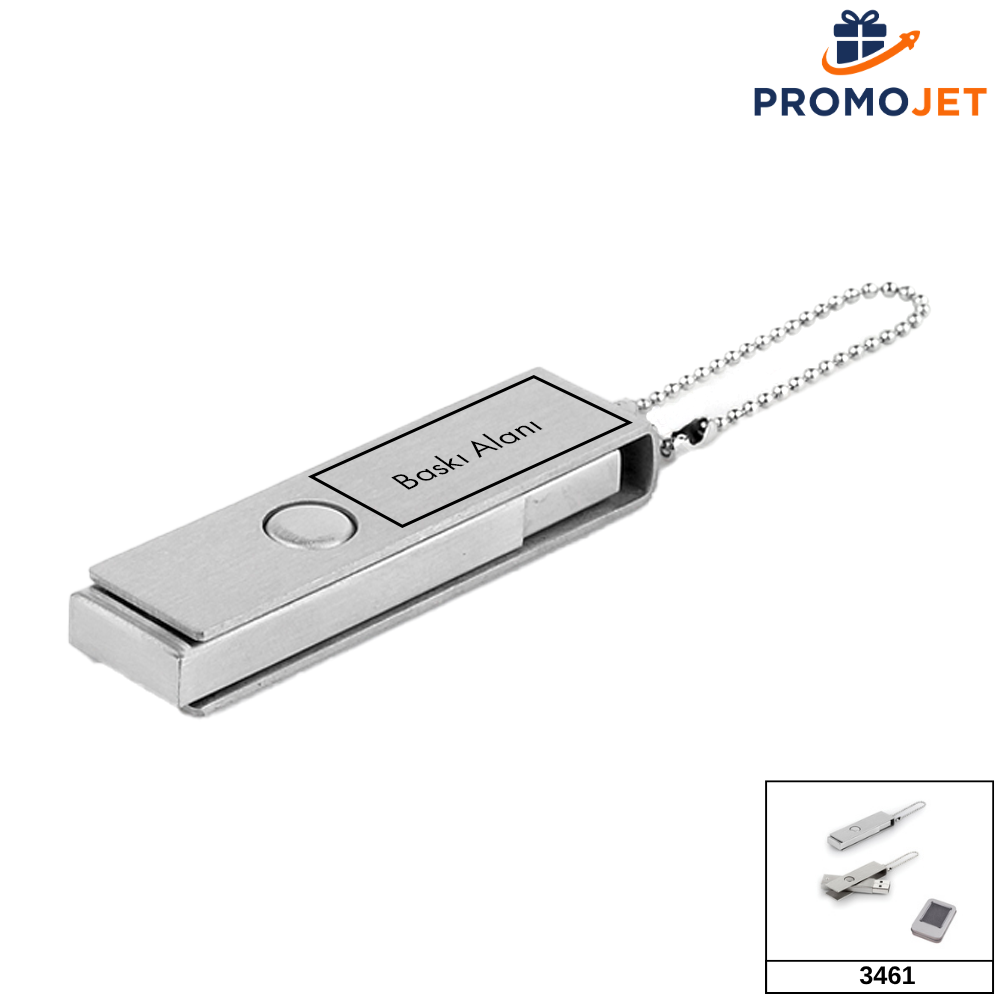16 GB Döner Alüminyum Kapaklı Metal USB Bellek