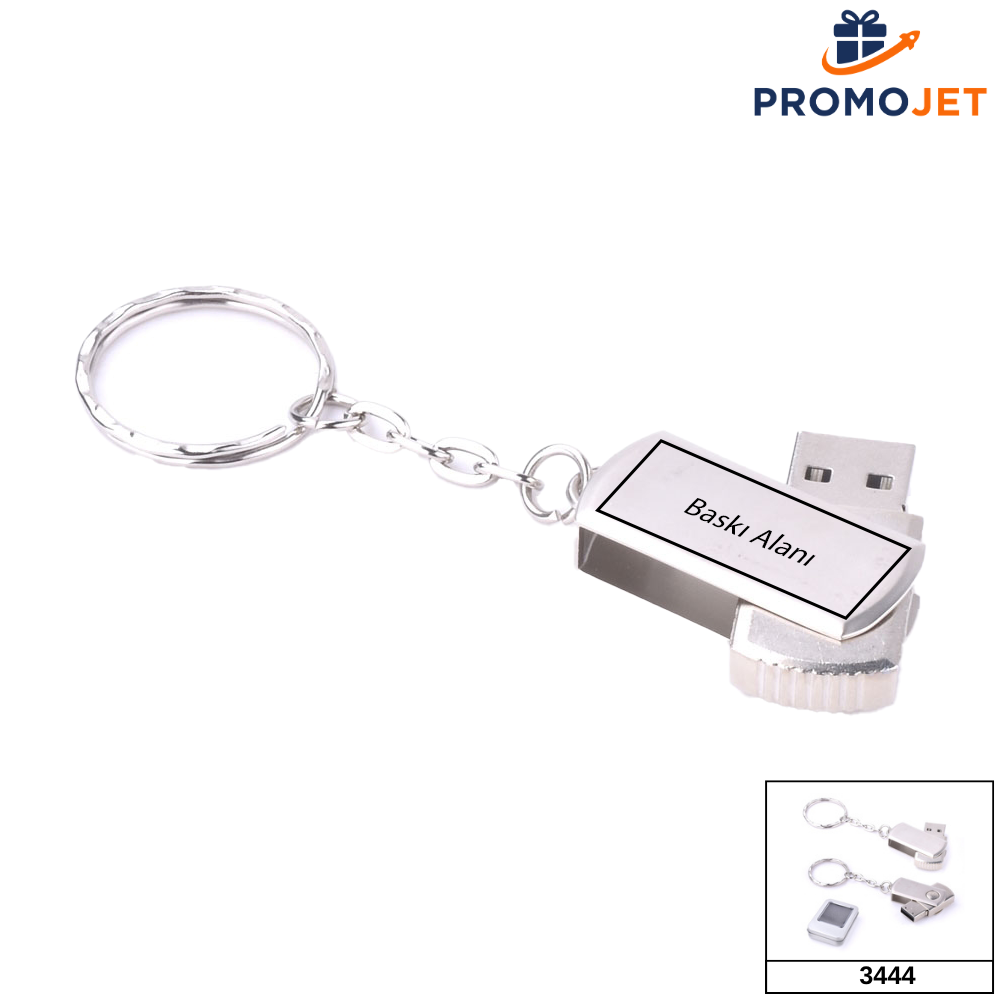 16 GB Döner Alüminyum Kapaklı Metal USB Bellek