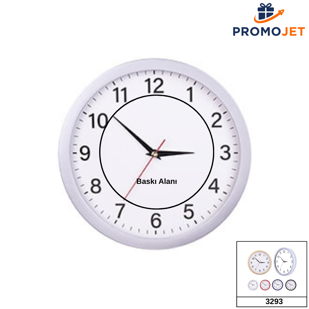 Yalın Hatlı ABS Kasalı Duvar Saati Ø 350 mm