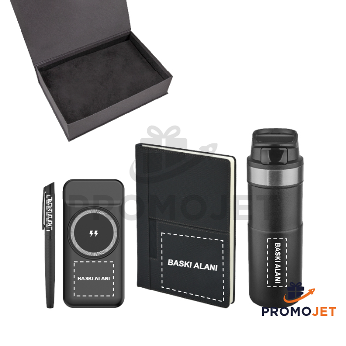 Premium Kalem Defter Powerbank ve Termos Hediye Seti