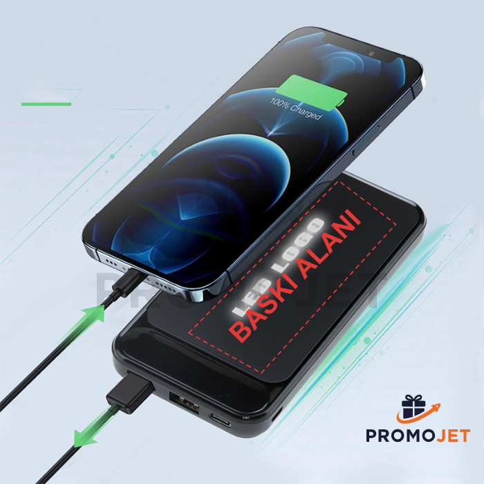 Işıklı Led Logolu Rubber Gövde 10.000 mAh Powerbank