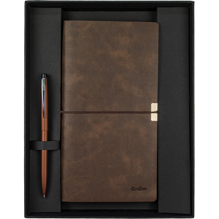 Scrikss Premium Defter ve Bronz Tükenmez Kalem Seti
