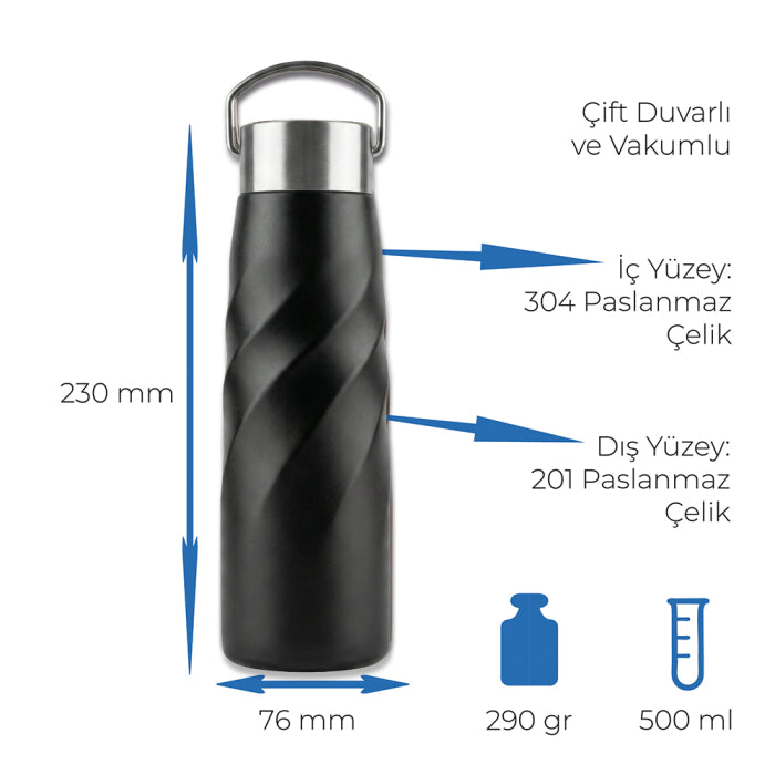 500 ml Çift Duvarlı Paslanmaz Çelik Termos Bardak