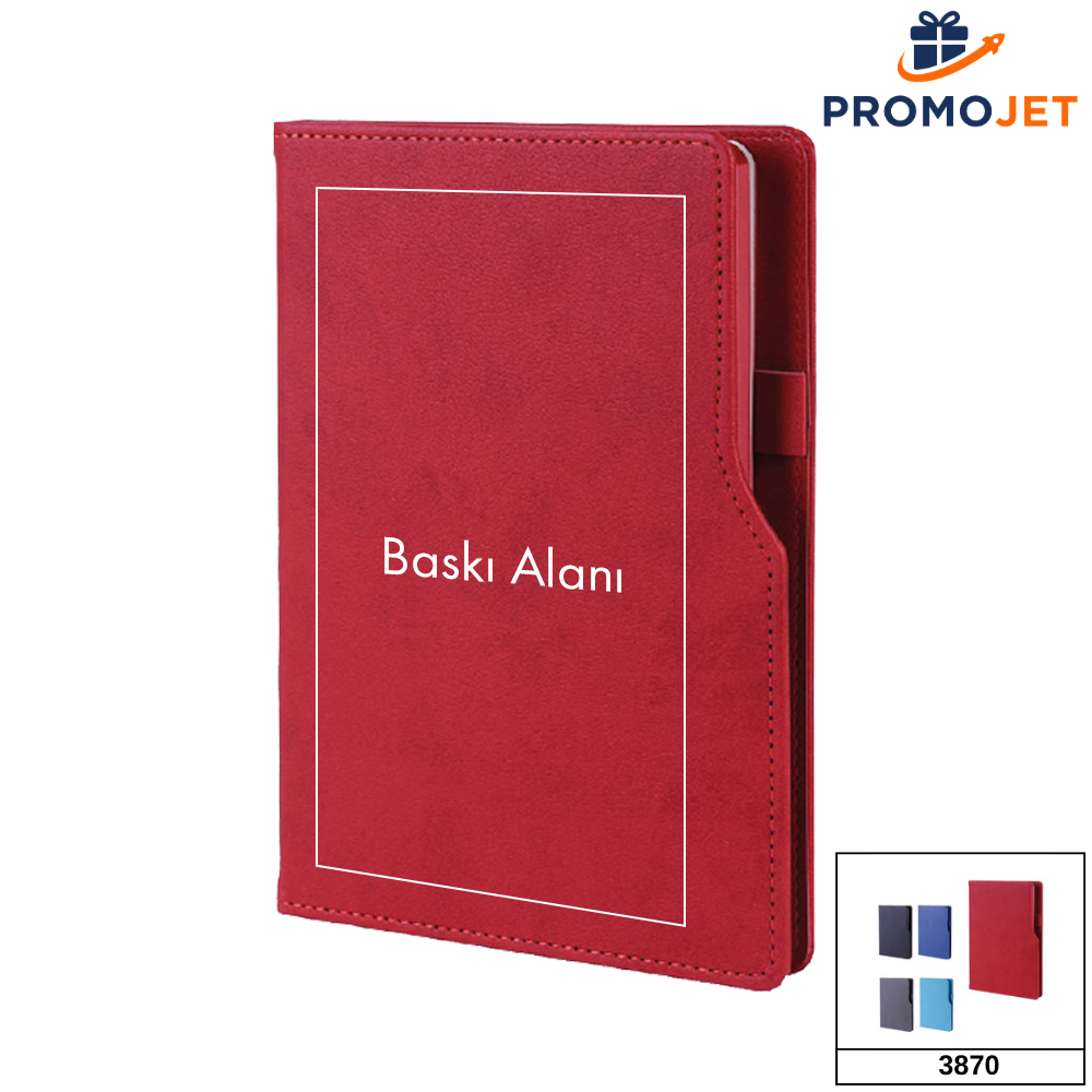 Asimetrik Kapaklı ve Gizli Kalem Bölmeli VIP Termo Deri Defter 14,5x21 cm