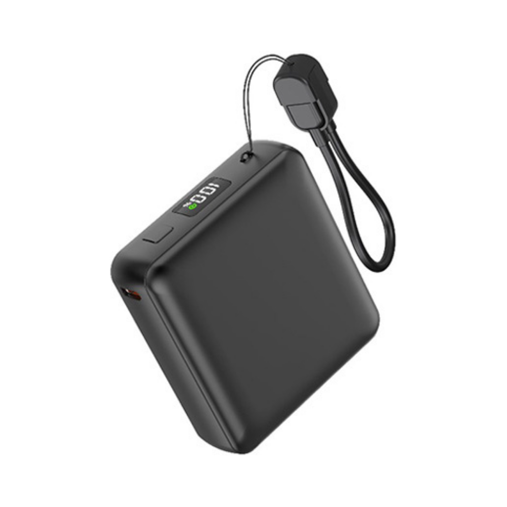 Entegre Askı Kablolu ve Dijital Göstergeli Mini Powerbank (10.000 mAh)