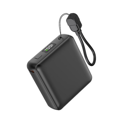 Entegre Askı Kablolu ve Dijital Göstergeli Mini Powerbank (10.000 mAh)