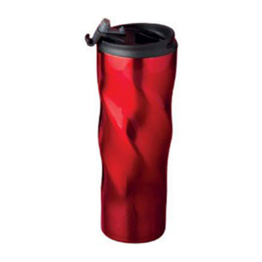 Burgu Gövdeli ve Kilitli Kapaklı Çelik Termos (500 ml)