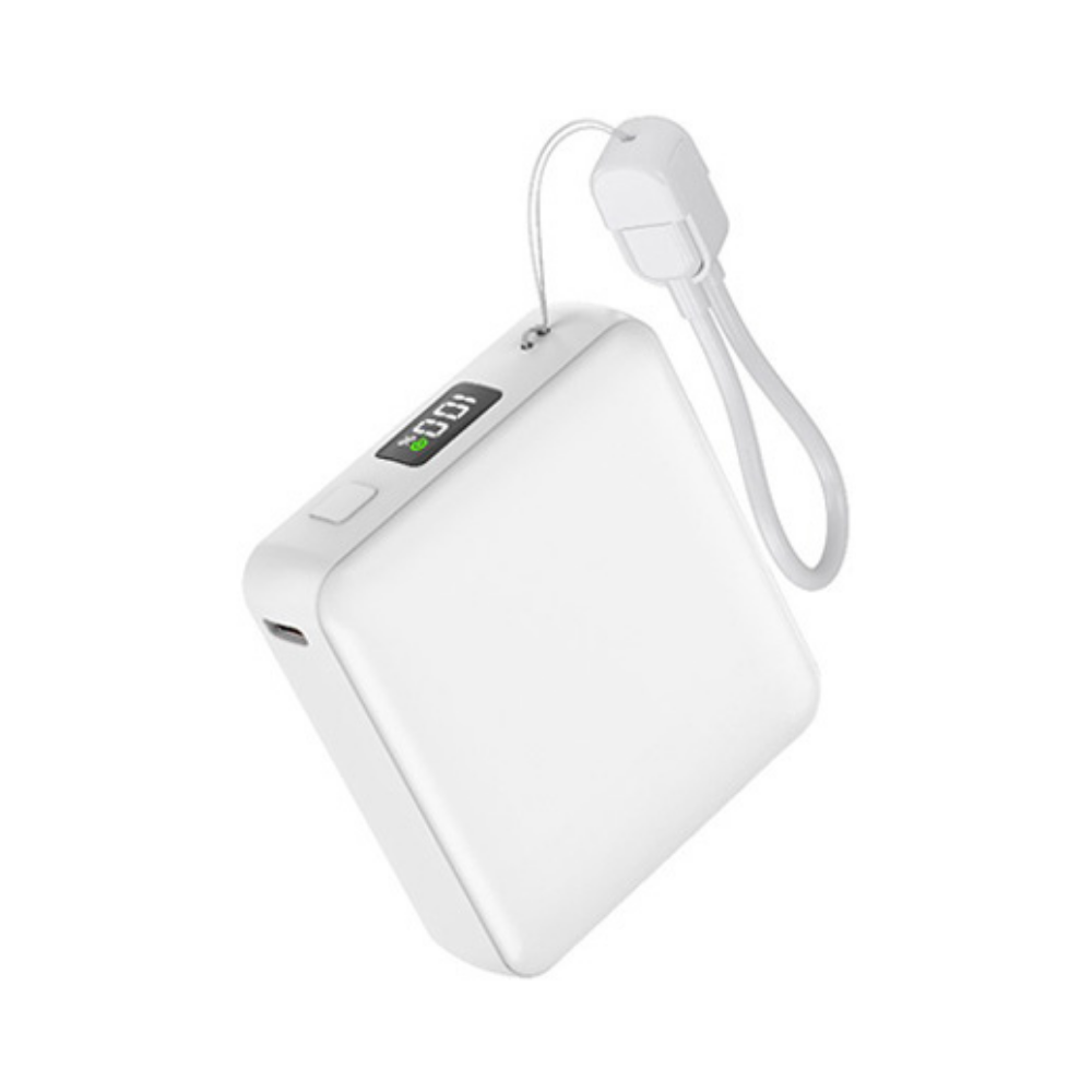 Entegre Askı Kablolu ve Dijital Göstergeli Mini Powerbank (10.000 mAh)