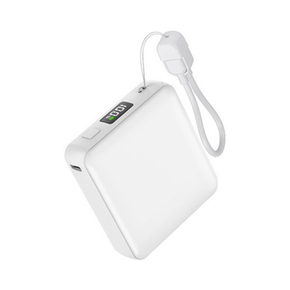 Entegre Askı Kablolu ve Dijital Göstergeli Mini Powerbank (10.000 mAh)