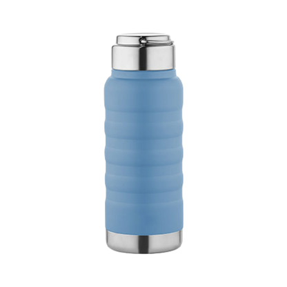 Yatay Boğumlu ve Metalik Detaylı Çelik Termos (400 ml)
