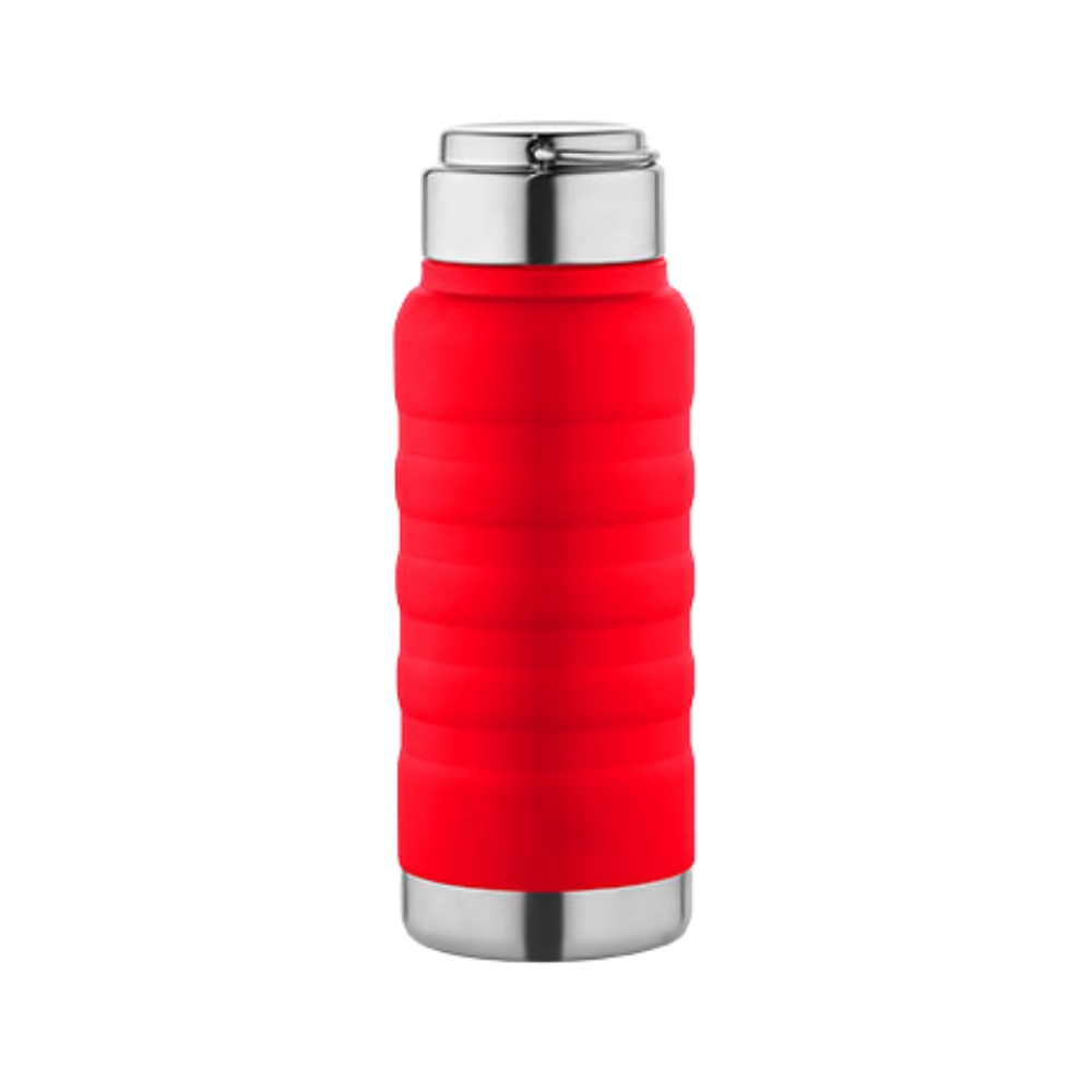Yatay Boğumlu ve Metalik Detaylı Çelik Termos (400 ml)