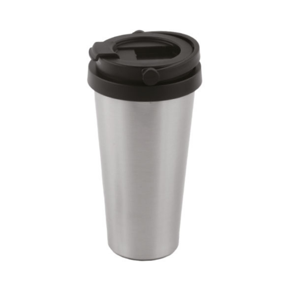 Konik Gövdeli ve Hareketli Kulplu Çelik Termos Mug (500 ml)