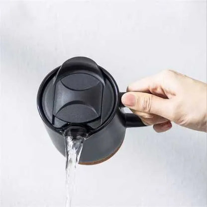 EccoTech 350 ML Siyah Renk Seramik + Mantar Altlıklı Dizayn Bardak