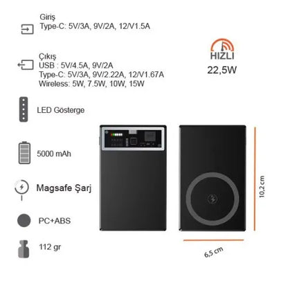 Hızlı Wireless Şarj Magsafe 5000 mAh