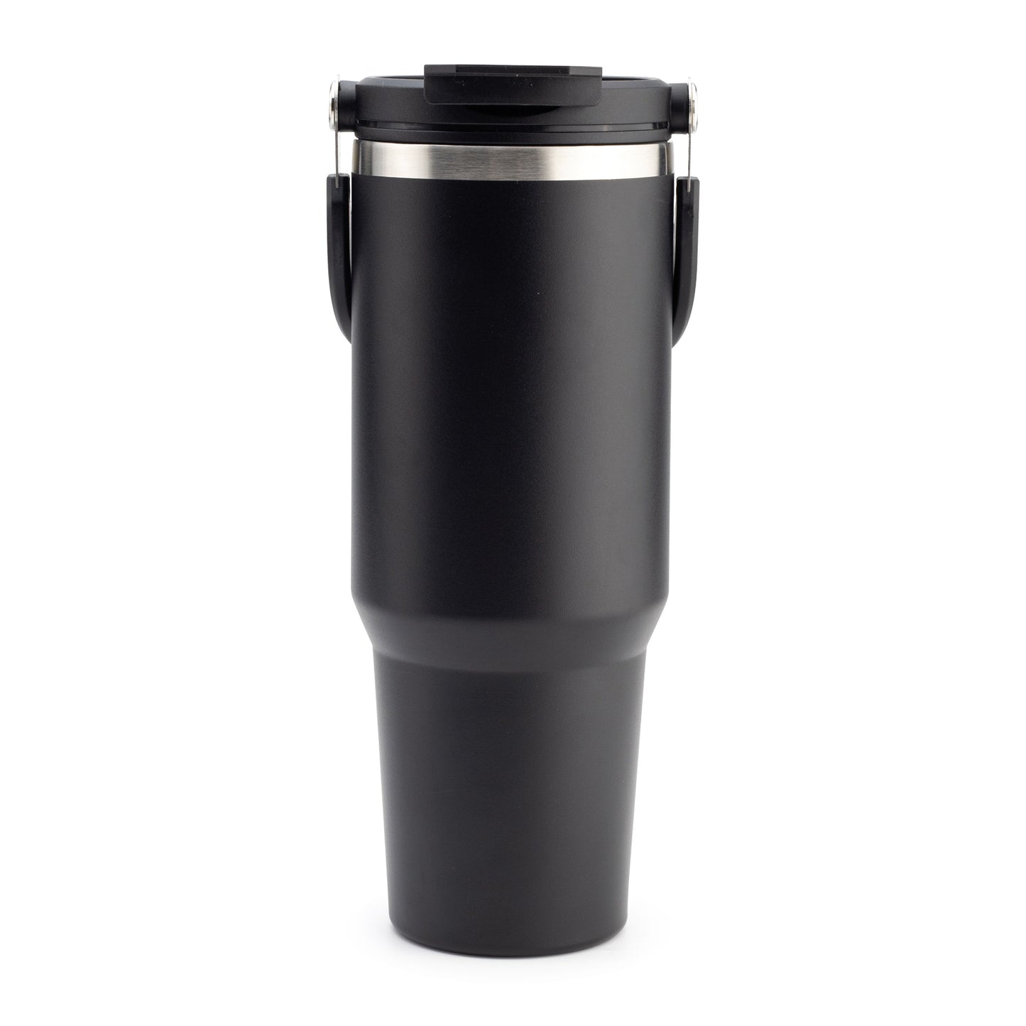 1200 ml Çelik Saplı Pipetli Termos - Siyah