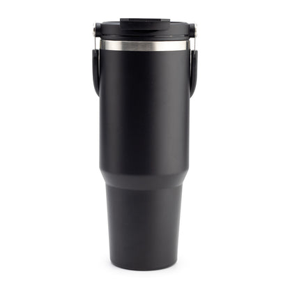 1200 ml Çelik Saplı Pipetli Termos - Siyah