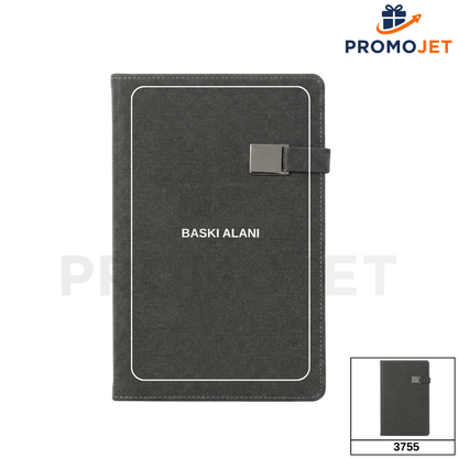 Tarihsiz Defter – Metal Tokalı ve Renkli Kenarlı (13 x 21 cm)