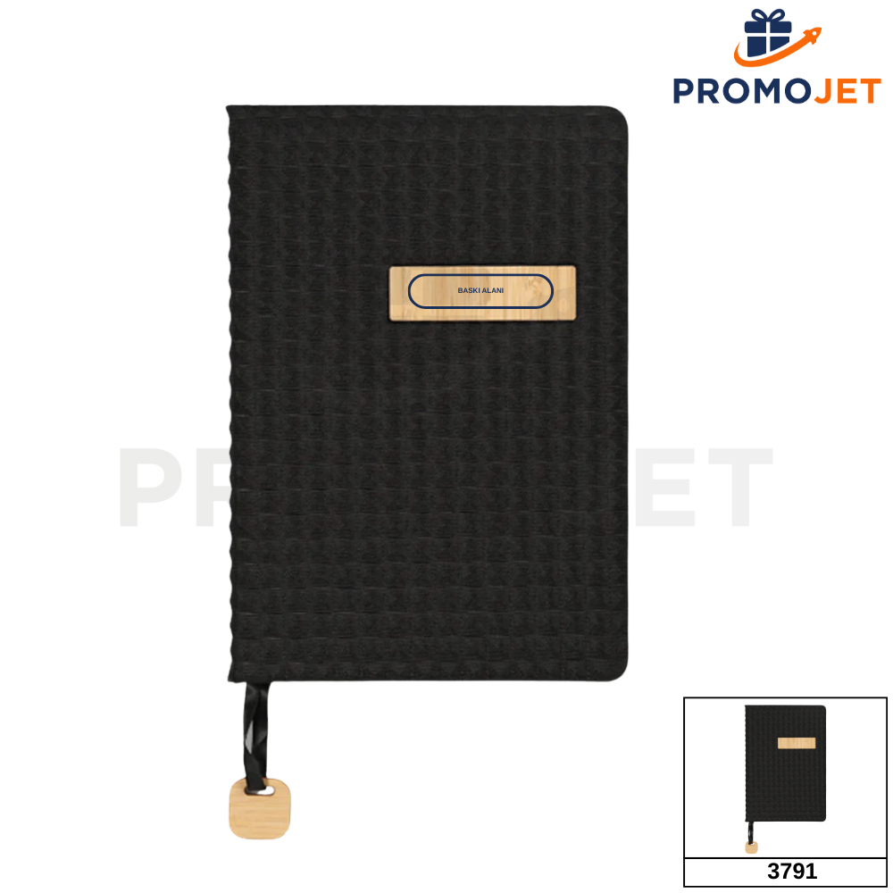 Bambu Kapaklı Modern Promosyon Defteri (14 x 21 cm)