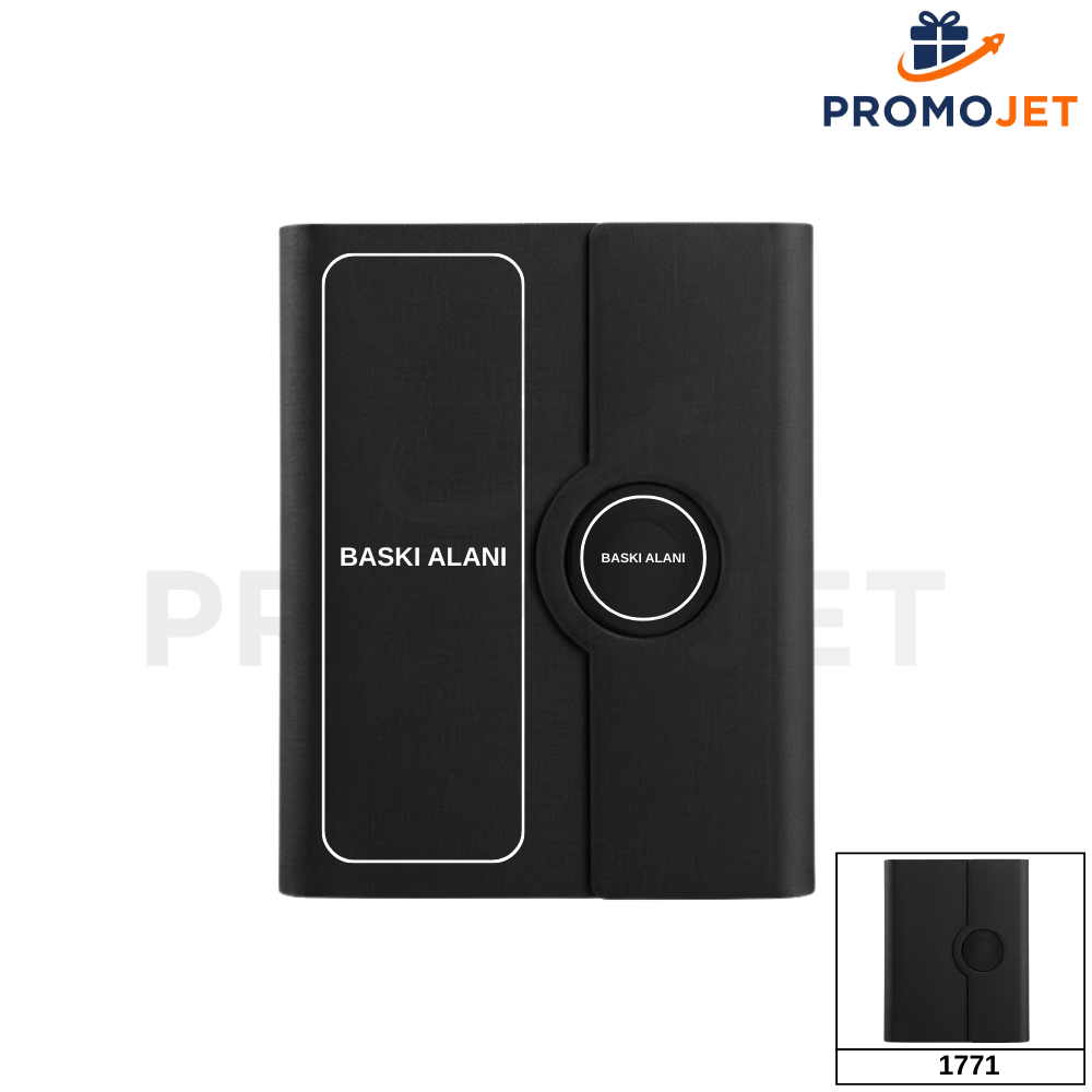 VIP Işıklı Logo Powerbank Organizer: 5000 mAh, Çift Kablosuz Şarj ve Termo Deri Akıllı Asistan