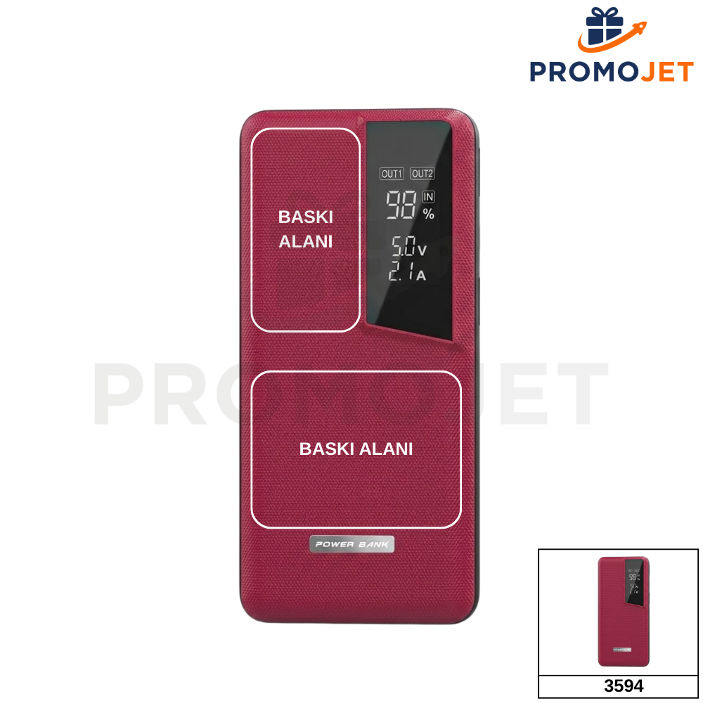 LCD Göstergeli 13.000 mAh Çift Çıkışlı Powerbank (Rubber Gövde)
