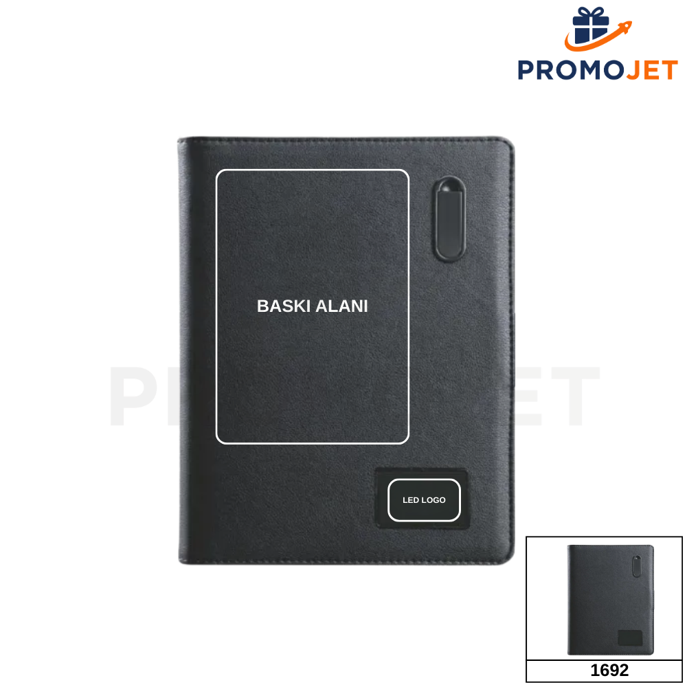 Işıklı Logo Baskılı 8000 mAh Powerbankli ve 16 GB USB'li VIP Organizer