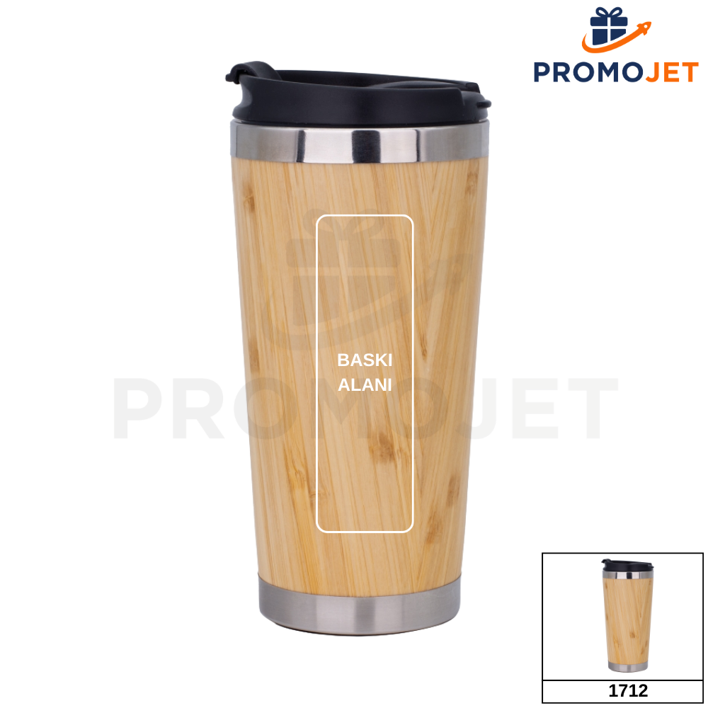 450 ml Doğal Bambu Kaplamalı Paslanmaz Çelik Termos Bardak