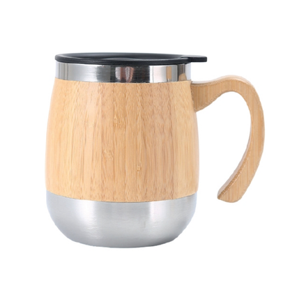 450 ml Doğal Bambu Kaplamalı Paslanmaz Çelik Termos Bardak