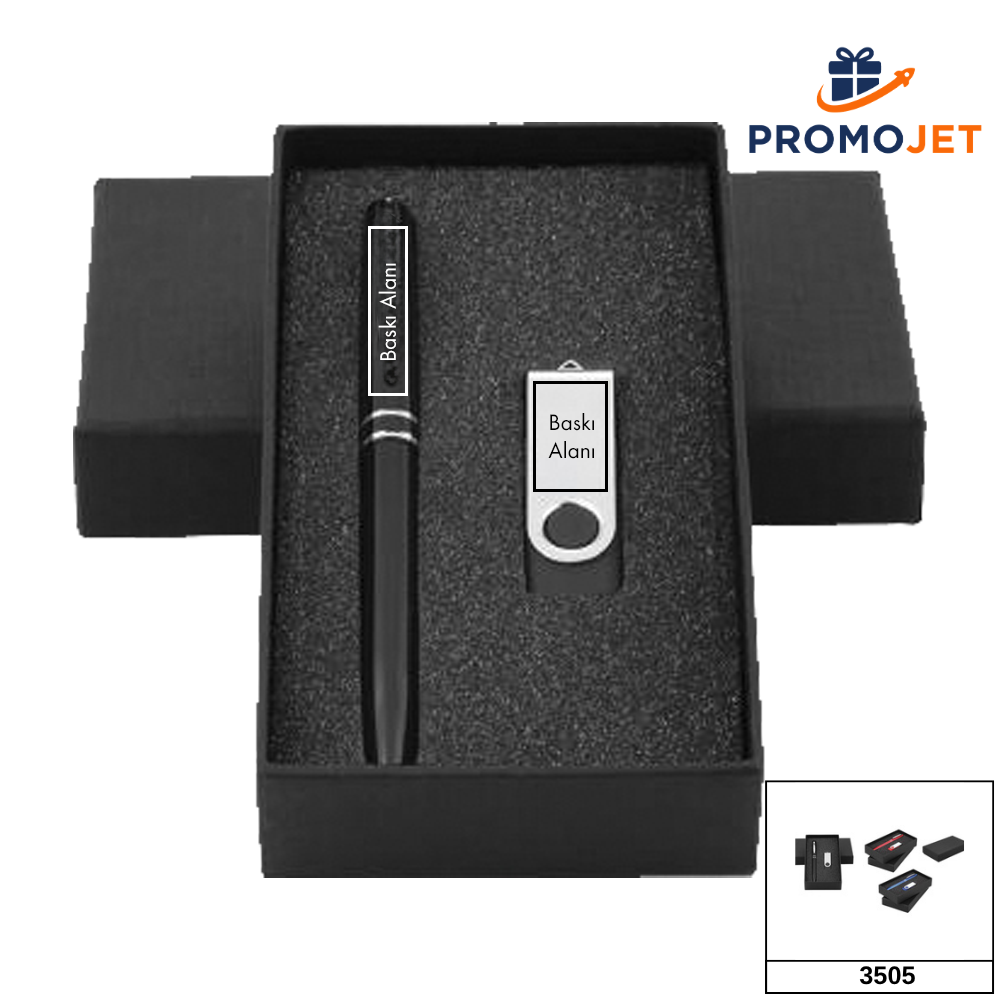 Premium 8 GB Döner Kapaklı USB Bellek ve Metal Kalem VIP Hediye Seti