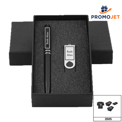 Premium 8 GB Döner Kapaklı USB Bellek ve Metal Kalem VIP Hediye Seti