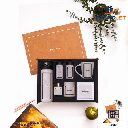 Kişiye Özel Ahşap Kutulu Hediye Seti - 550 ml Cam Suluk & Gurme Kahve Deneyimi