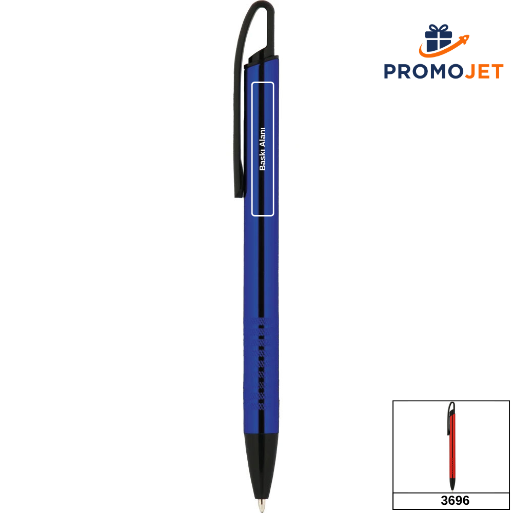 Kare Gofraj Grip Alanlı Premium Metal Tükenmez Kalem Serisi
