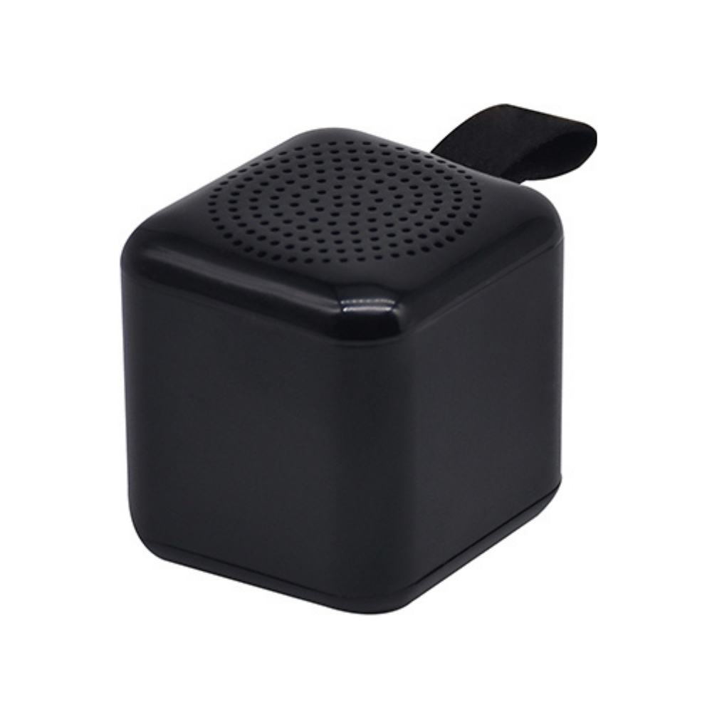 Kübik Alüminyum Gövdeli ve Karabinatör Askılı Mini Bluetooth Hoparlör
