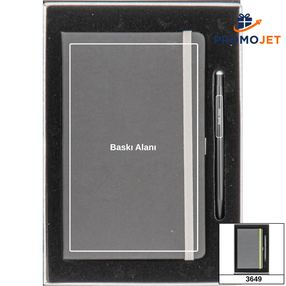 Cilt Bezi Kaplama Kutulu Premium Defter ve Kalem Seti