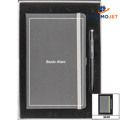 Cilt Bezi Kaplama Kutulu Premium Defter ve Kalem Seti