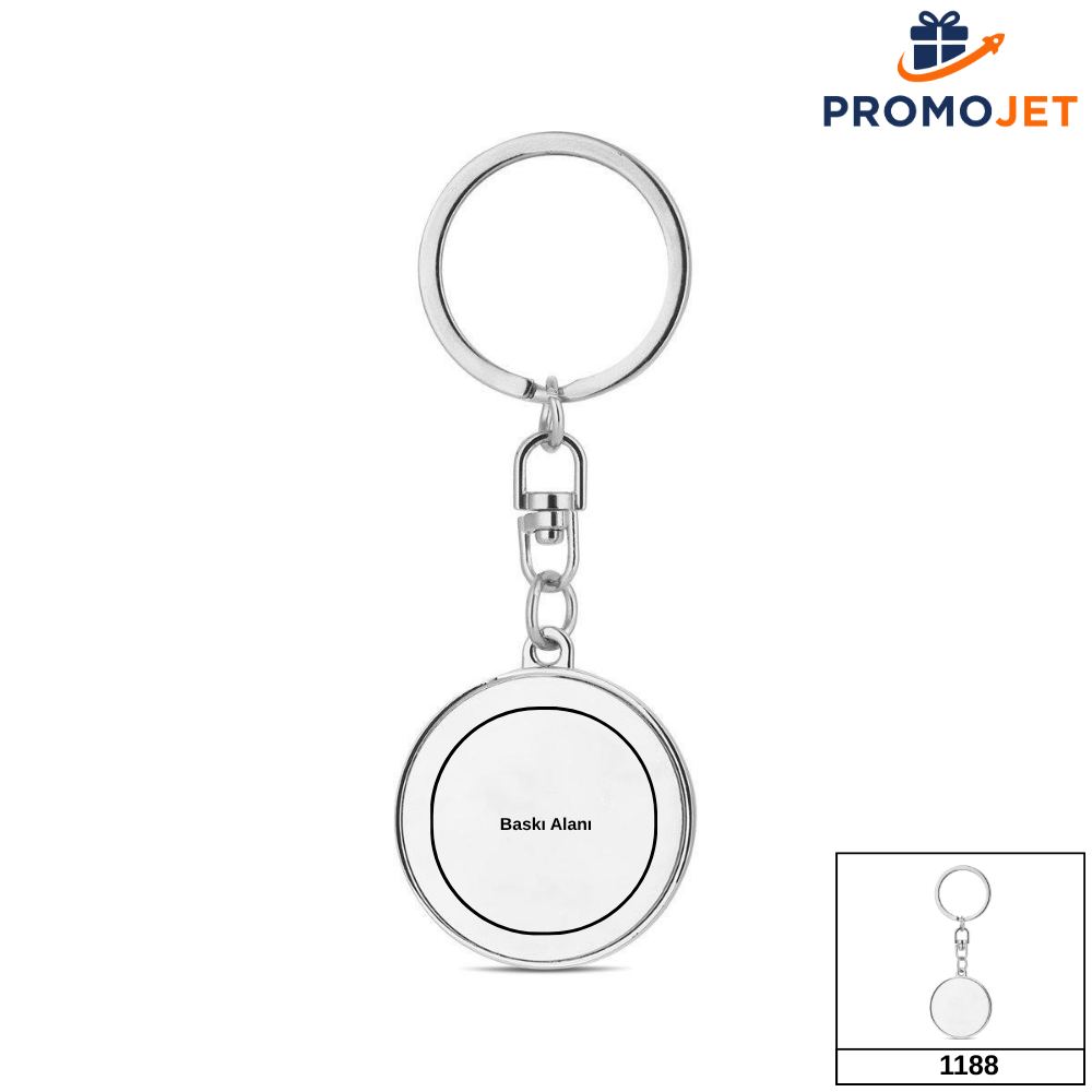Kare Formlu Metal Anahtarlık – Parlak Krom Yüzey