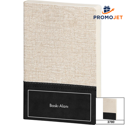 Keten Dokulu ve Çift Panelli VIP Tarihsiz Defter (12.5 x 20 cm)