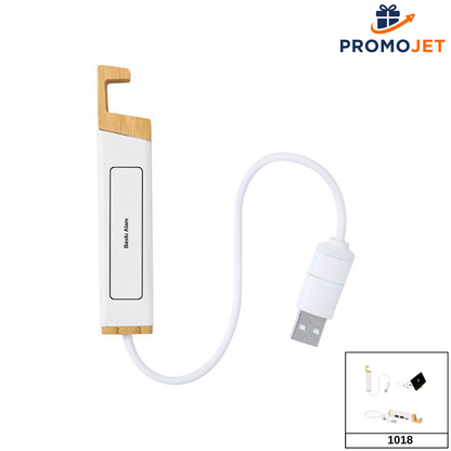 Bambu Detaylı ve Telefon Stantlı Süt Kartonu USB Çoklayıcı (Hub)