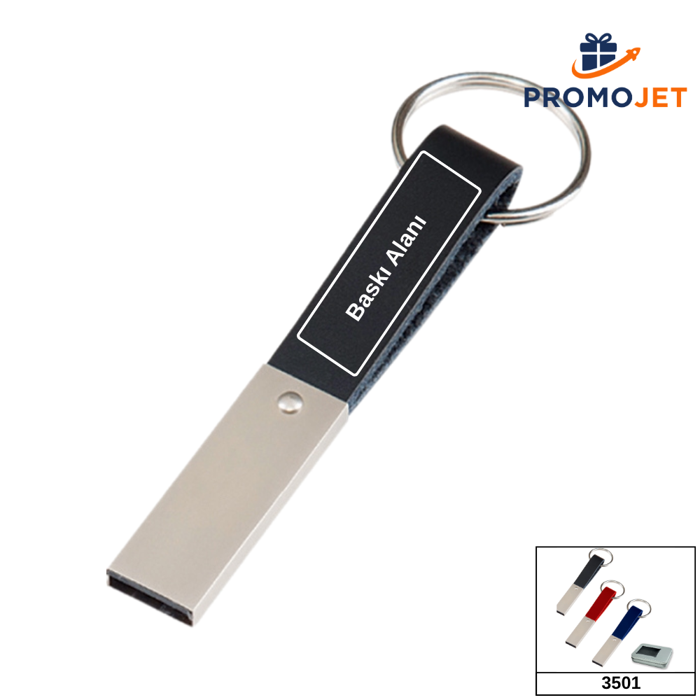 Deri Askılı ve Mat Krom VIP Metal Anahtarlık USB Bellek