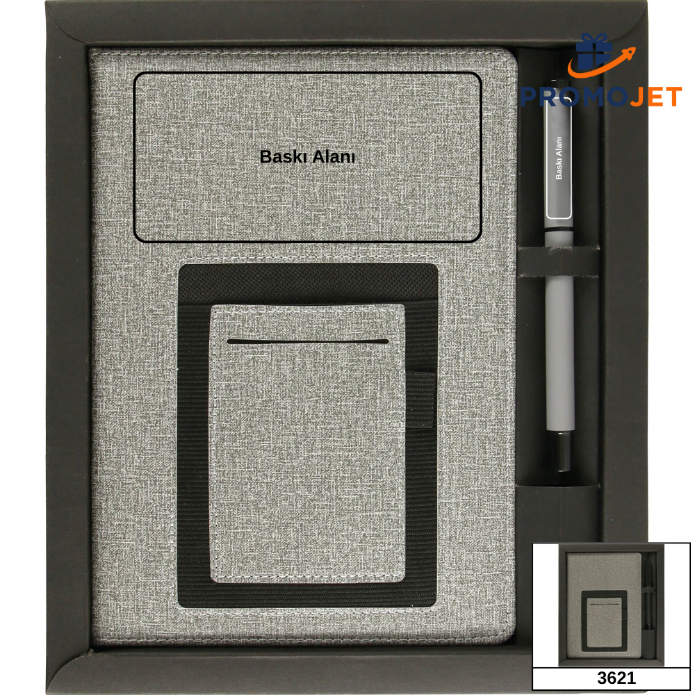 Karton Çerçeveli İnce Formlu Premium Defter ve Kalem Seti