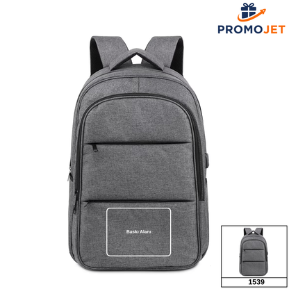 17 İnç Laptop Bölmeli Su Geçirmez Gri Sırt Çantası – Oxford Kumaş Ergonomik Promosyon Çantası