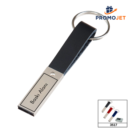 Deri Askılı ve Mat Krom VIP Metal Anahtarlık USB Bellek